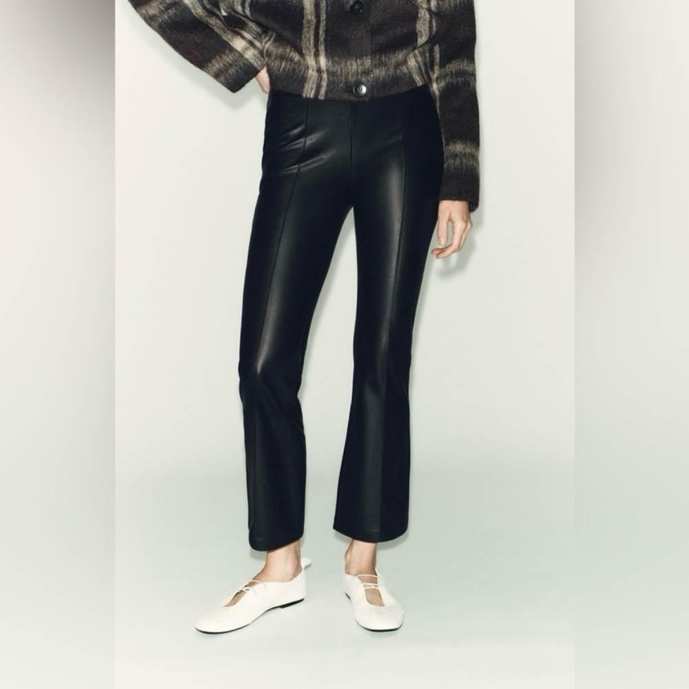 NWOT Zara Faux Leather Mini Flare Leggings